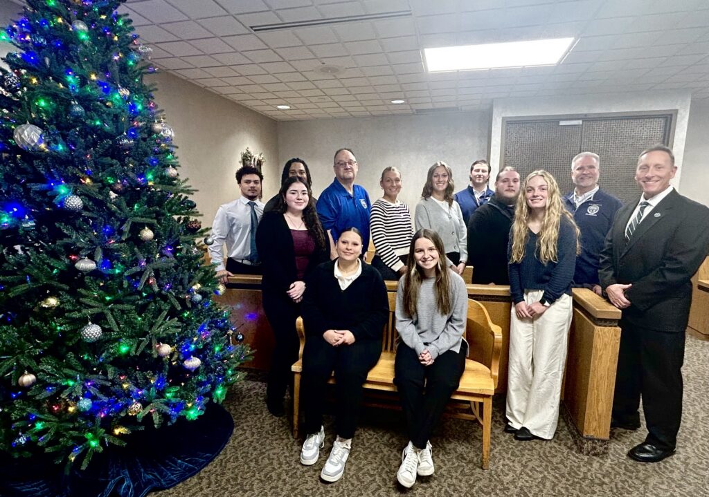 Lake Erie College students with detention staff and Judge DeLeone