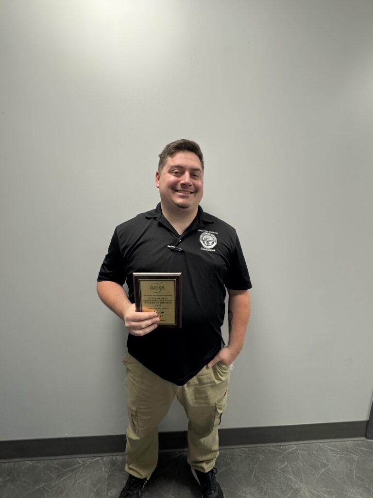 Jacob Hall with Detention Line Staff of the Year Award