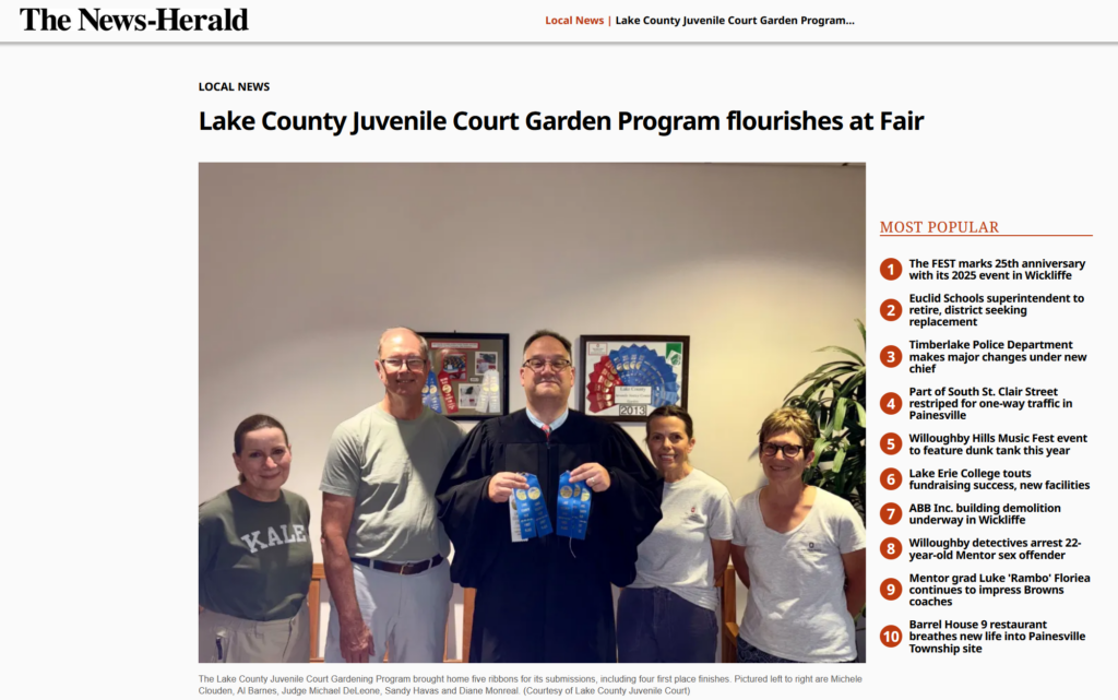 Lake County Juvenile Court Garden program news article
