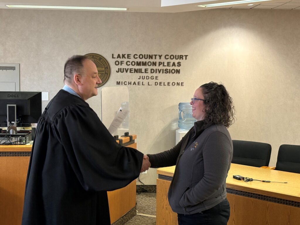 Judge DeLeone deputizing Melissa Worthington from Willoughby Police Department.