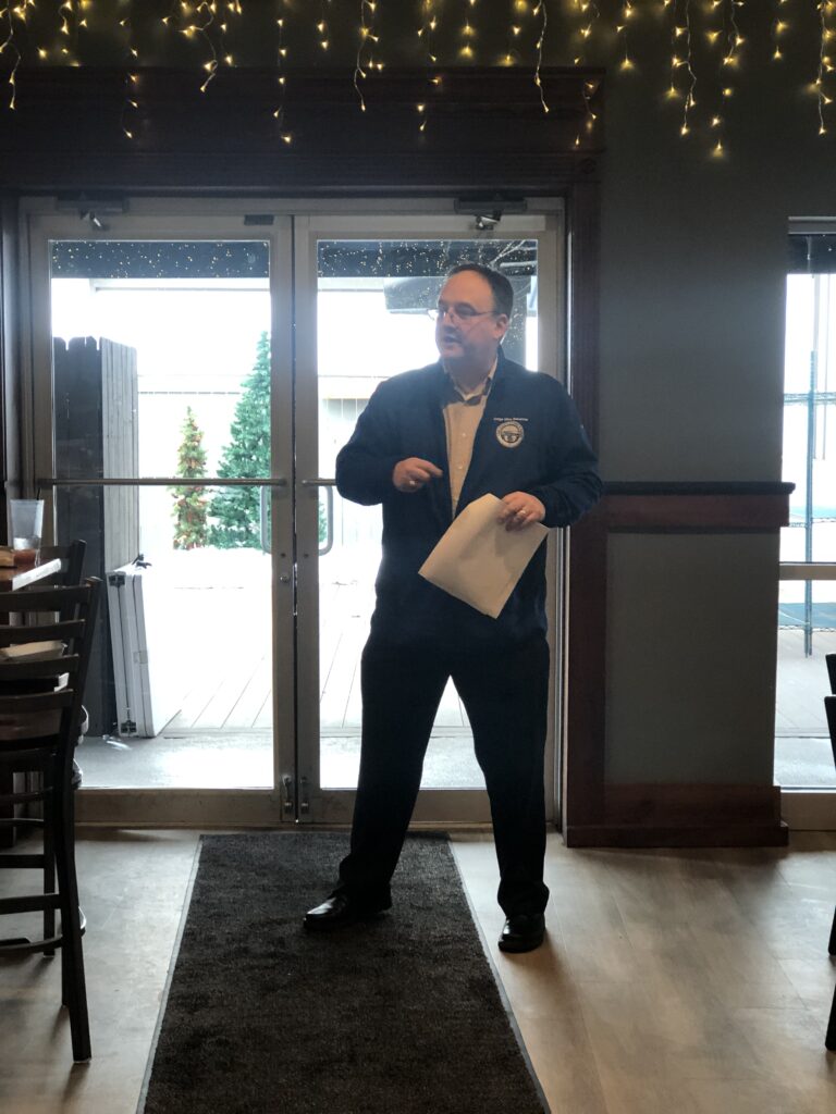 Judge DeLeone speaking at the Painesville Exchange Club meeting