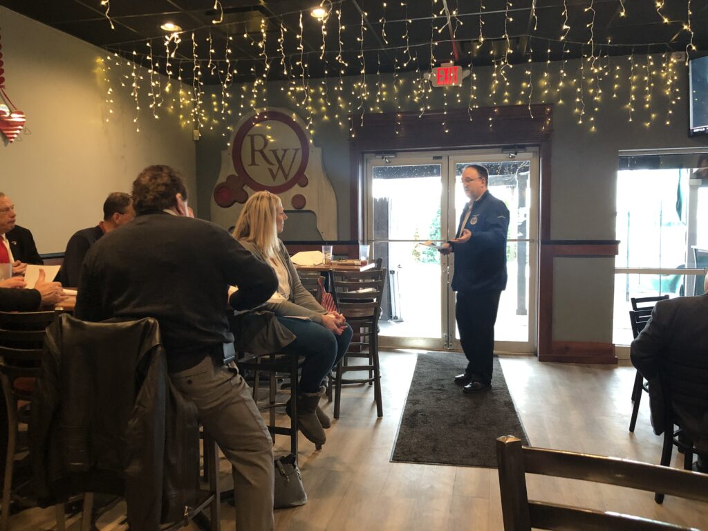 Judge DeLeone speaking at the Painesville Exchange Club meeting