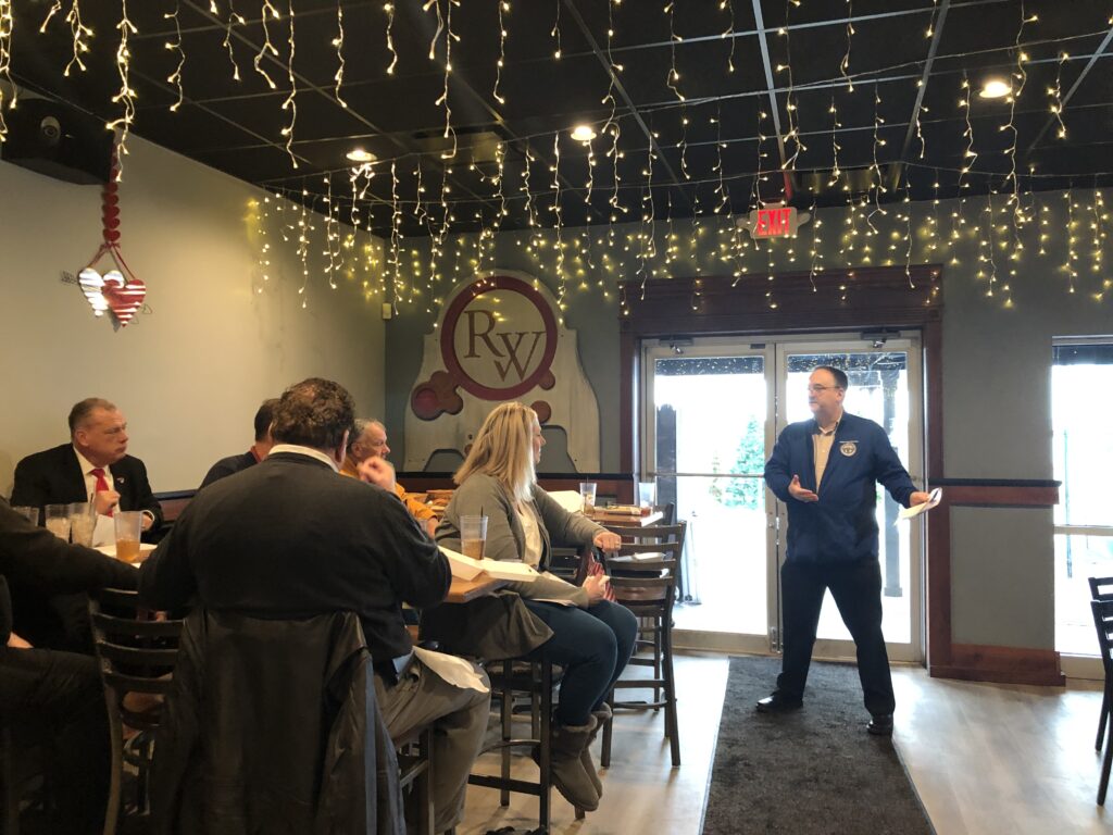 Judge DeLeone speaking at the Painesville Exchange Club meeting