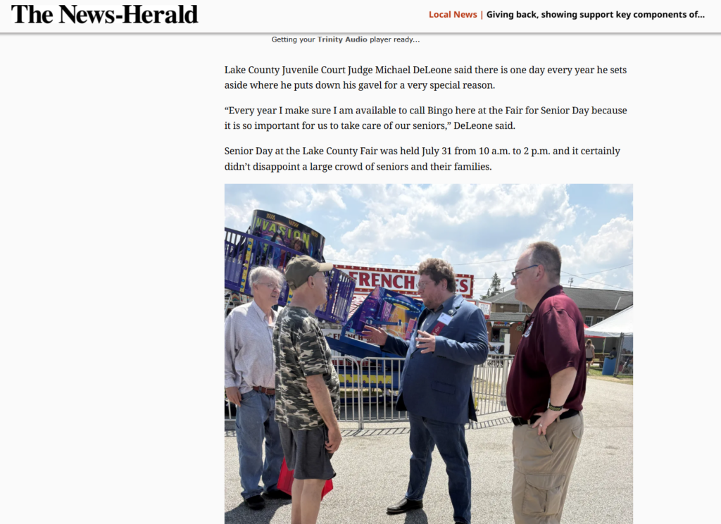 Judge DeLeone at Senior Day during the Lake County Fair