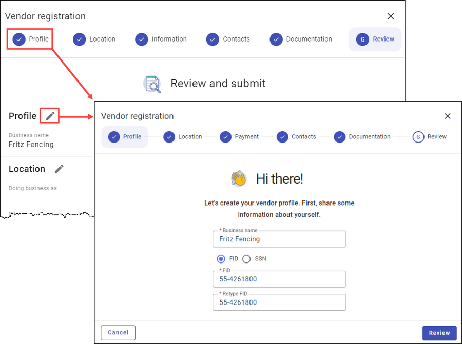 Review and submit registration