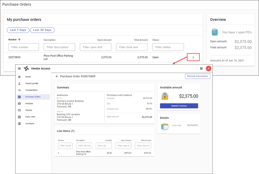 Purchase order details