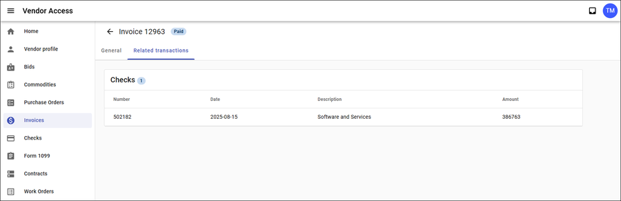 Invoice detail - Related Transactions tab