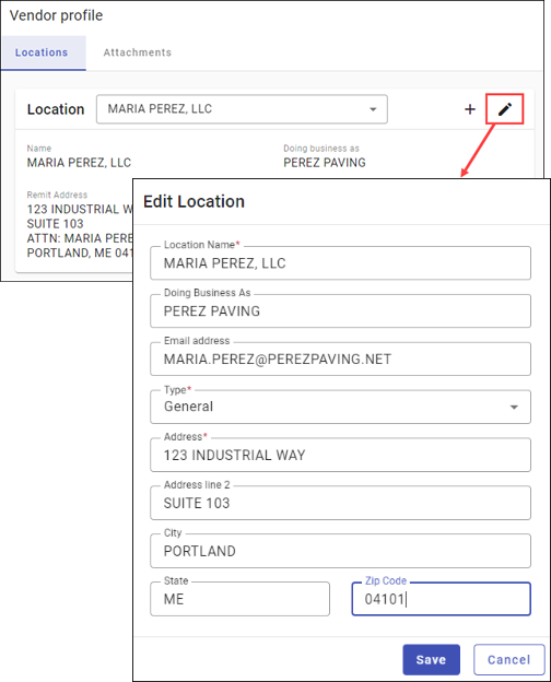 Locations tab