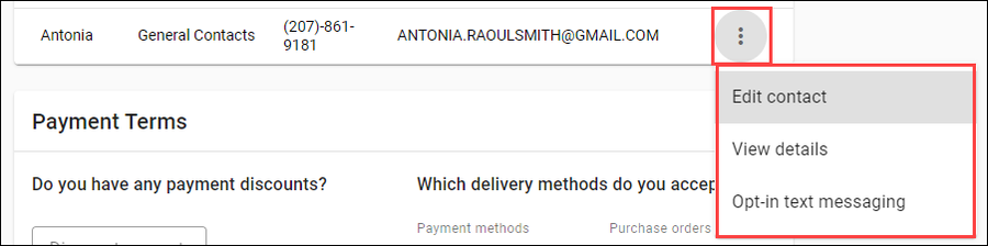 Contact record actions