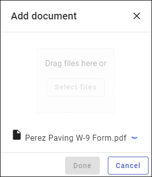 Attachment added to vendor profile
